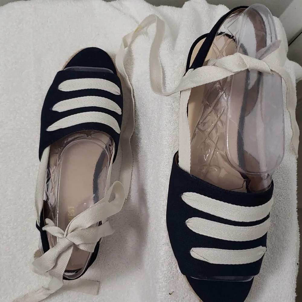 NWOT Ninewest Appaloosa Sling Back Lace-Tie Espadrille-Size 10 1/2 - Picture 2 of 8